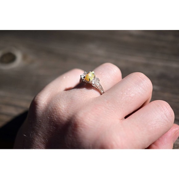 Raw Stone opal ring, rough opal, natural opal size 8 sterling silver - Picture 2 of 5